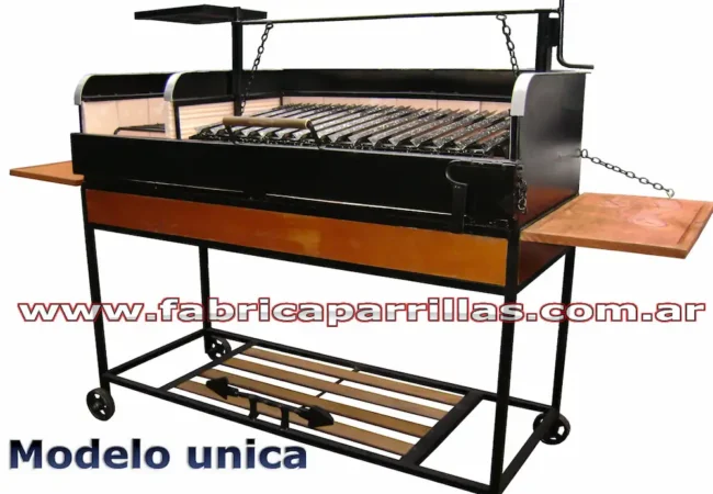 Parrilla rodante a carbón con fogonero