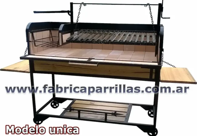 Parrilla rodante a carbón con fogonero