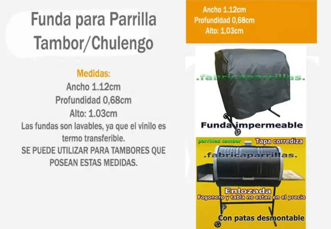 Parrilla de Tambor Modelo Full: Completa, Rebatible y Móvil