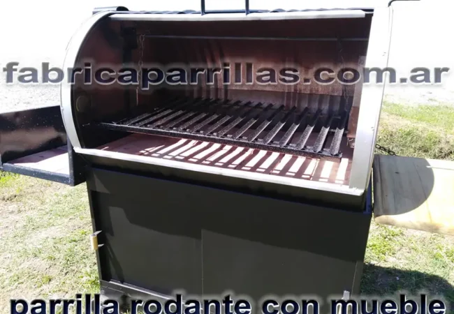 Parrilla chulengo de tambor 200 L con tapa corrediza y mueble inferior
