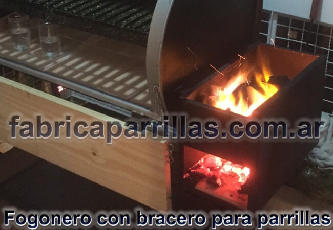 Fogonero con bracero para parrillas tambor y rodantes