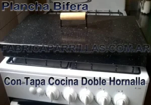 Plancha Bifera Enlozada Para 2 Hornallas Con Manija