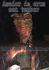 Asador de Cruz con Tambor y Ladrillos Refractarios