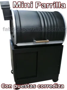 Mini parrilla tambor con tapa corredera, tanque y...