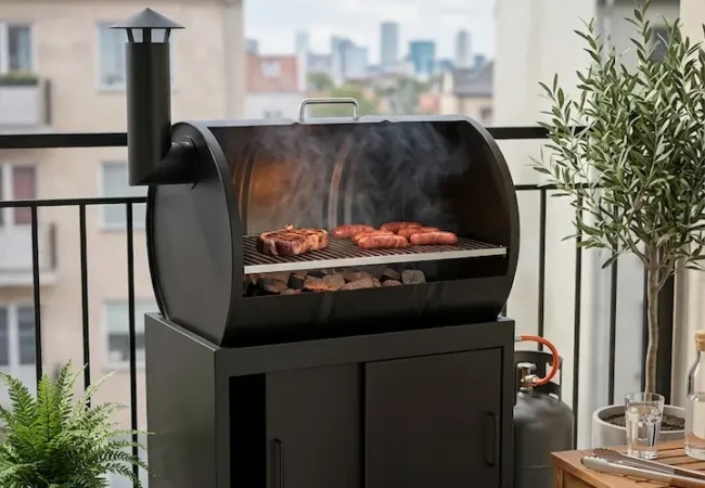 Mini parrilla tambor para balcón con mueble