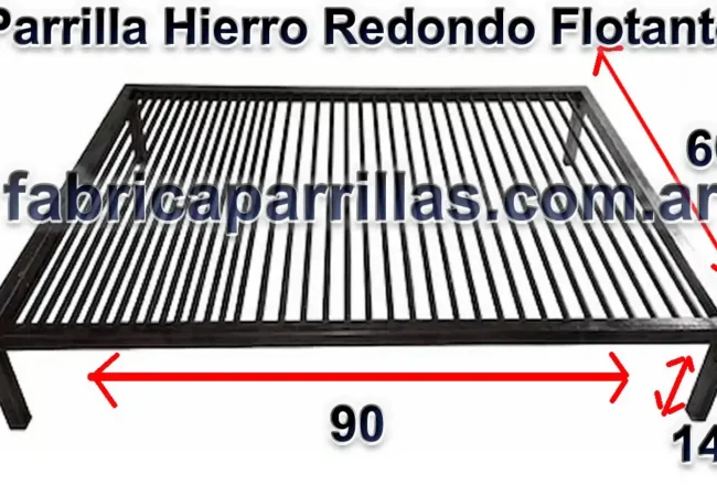 Parrilla Hierro Redondo Flotante 90 X 60 Cm Con Achurara