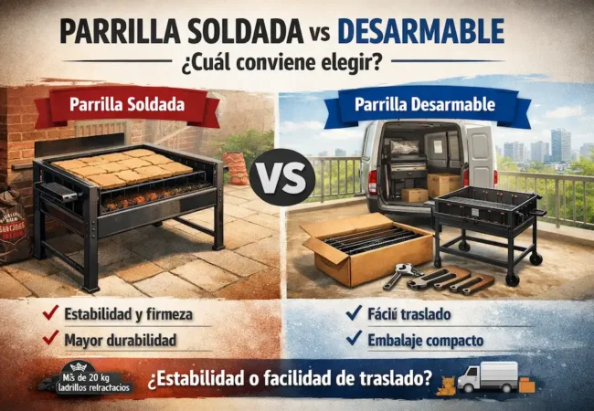 Parrilla soldada vs desarmable: cuál conviene elegir