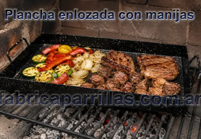 Plancha enlozada con manijas para parrillas