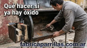 Mantenimiento De Parrilla Tipo Tambor Una Persona Limpiando El Fondo Del Tambor
