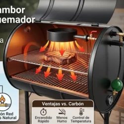 Parrilla De Tambor A Gas Con Quemador Superior