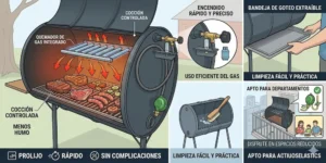 Parrilla De Tambor A Gas Con Quemador Superior 3