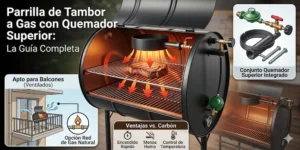 Parrilla De Tambor A Gas Con Quemador Superior